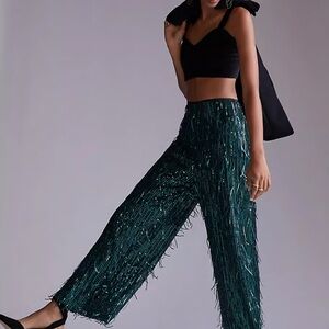 Anthropologie Maeve Green Sequin Women's Pants